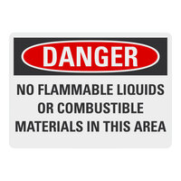 Lavex 14" x 10" Non-Reflective Adhesive Vinyl "Danger / No Flammable Liquids Or Combustible Materials In This Area" Safety Label