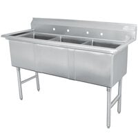Advance Tabco FC-3-2424 Three Compartment Stainless Steel Commercial Sink - 77"