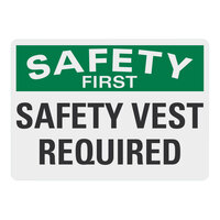 Lavex 14" x 10" Engineer-Grade Reflective Adhesive Vinyl "Safety First / Safety Vest Required" Label