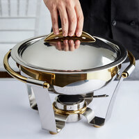 Vollrath 48323 4.2 Qt. Panacea Medium Round Chafer with Gold Accents