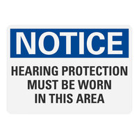 Lavex 14" x 10" Engineer-Grade Reflective Adhesive Vinyl "Notice / Hearing Protection Must Be Worn In This Area" Safety Label