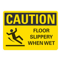 Lavex 14" x 10" Engineer-Grade Reflective Adhesive Vinyl "Caution / Floor Slippery When Wet" Safety Label