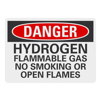 Lavex 14" x 10" Engineer-Grade Reflective Adhesive Vinyl "Danger / Hydrogen Flammable Gas / No Smoking Or Open Flames" Safety Label