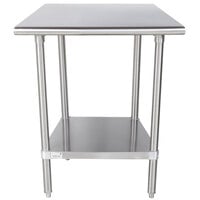 Advance Tabco MS-242 24" x 24" 16 Gauge Stainless Steel Commercial Work Table with Stainless Steel Undershelf