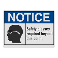 Lavex 14" x 10" Engineer-Grade Reflective Aluminum "Notice / Safety Glasses Required Beyond This Point" Safety Sign