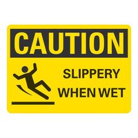 Lavex 14" x 10" Non-Reflective Adhesive Vinyl "Caution / Slippery When Wet" Safety Label with Symbol