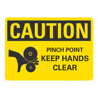 Lavex 14" x 10" Non-Reflective Adhesive Vinyl "Caution / Pinch Point / Keep Hands Clear" Safety Label