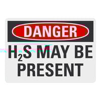 Lavex 10" x 7" Non-Reflective Plastic "Danger / H2S May Be Present" Safety Sign