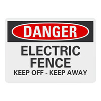 Lavex 14" x 10" Engineer-Grade Reflective Adhesive Vinyl "Danger / Electrical Fence / Keep Off - Keep Away" Safety Label