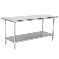Advance Tabco MS-246 24" x 72" 16 Gauge Stainless Steel Commercial Work Table with Stainless Steel Undershelf