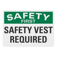 Lavex 14" x 10" Non-Reflective Adhesive Vinyl "Safety First / Safety Vest Required" Label