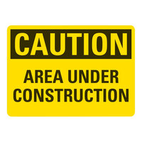 Lavex 14" x 10" Engineer-Grade Reflective Aluminum "Caution / Area Under Construction" Safety Sign