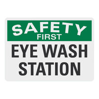Lavex 14" x 10" Engineer-Grade Reflective Aluminum "Safety First / Eye Wash Station" Sign