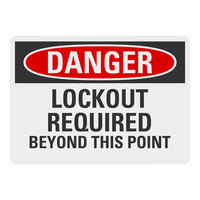 Lavex 14" x 10" Non-Reflective Plastic "Danger / Lockout Required Beyond This Point" Safety Sign