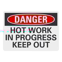 Lavex 14" x 10" Engineer-Grade Reflective Adhesive Vinyl "Danger / Hot Work In Progress / Keep Out" Safety Label
