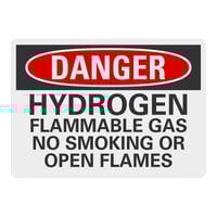 Lavex 14" x 10" Non-Reflective Aluminum "Danger / Hydrogen Flammable Gas / No Smoking Or Open Flames" Safety Sign