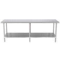 Advance Tabco MS-248 24" x 96" 16 Gauge Stainless Steel Commercial Work Table with Stainless Steel Undershelf