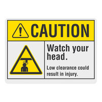 Lavex 14" x 10" Non-Reflective Adhesive Vinyl "Caution / Watch Your Head / Low Clearance Could Result In Injury" Safety Label