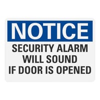 Lavex Adhesive Vinyl "Notice / Security Alarm Will Sound If Door Is Opened" Safety Label