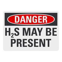 Lavex 14" x 10" Non-Reflective Adhesive Vinyl "Danger / H2S May Be Present" Safety Label