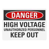 Lavex 14" x 10" Non-Reflective Plastic "Danger / High Voltage / Unauthorized Personnel Keep Out" Safety Sign