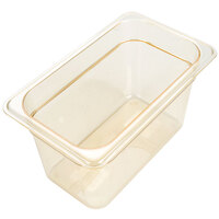 Carlisle 3088213 StorPlus 1/4 Size Amber High Heat Plastic Food Pan - 6" Deep