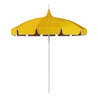 California Umbrella Pagoda 8 1/2' Round Push Lift Umbrella with 1 1/2" Silver Aluminum Pole - Sunbrella 1A Canopy - Sunflower Yellow Fabric