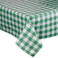 Intedge 72 inch x 72 inch Green Gingham Vinyl Table Cover with Flannel Back