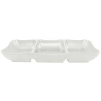 Elite Global Solutions JW2071 Zen 7 5/8 inch x 3 1/4 inch White Rectangular 3-Compartment Tray - 6/Case
