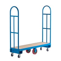 Lavex 16" x 60" 2,000 lb. Blue Heavy-Duty Wood U-Boat Utility Cart