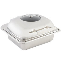 Bon Chef 20301 3.5 Qt. Small Square Stainless Steel Mini Induction Chafer with Glass Lid
