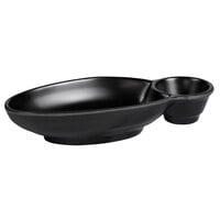 Elite Global Solutions JWC1408 Ore 10 inch x 5 1/2 inch Black Two-Compartment Tray - 6/Case