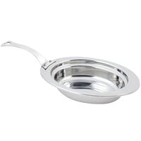 Bon Chef 5204HLSS 13 inch x 9 inch x 3 inch Stainless Steel 2 Qt. Full Size Oval Plain Design Food Pan with Long Stainless Steel Handle