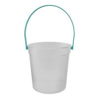 Howw Manufacturing 32 oz. Clear Customizable Plastic Drink Bucket with Teal Handle - 48/Case