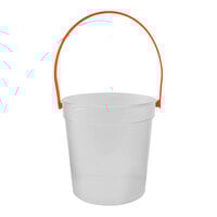 Howw Manufacturing 32 oz. Clear Customizable Plastic Drink Bucket with Orange Handle - 48/Case