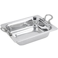 Bon Chef 5209HRSS 11 inch x 13 inch x 3 inch Stainless Steel 3 Qt. Half Size Rectangular Plain Design Food Pan with Round Stainless Steel Handles