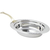 Bon Chef 5604HL 13" x 9" x 3" Stainless Steel 2 Qt. Full Size Oval Arches Design Food Pan with Long Brass Handle