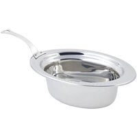 Bon Chef 5303HLSS 13" x 9" x 5" Stainless Steel 3.75 Qt. Full Size Oval Bolero Design Food Pan with Long Stainless Steel Handle