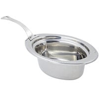 Bon Chef 5403HLSS 13" x 9" x 5" Stainless Steel 3.75 Qt. Full Size Oval Laurel Design Food Pan with Long Stainless Steel Handle
