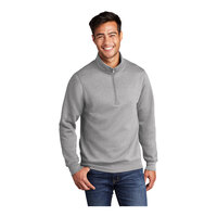 Port & Company PC78Q Unisex Customizable Athletic Heather Core Fleece Quarter-Zip Pullover Sweatshirt - Cotton / Poly Blend - 4X