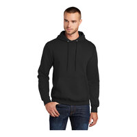 Port & Company PC78H Unisex Customizable Jet Black Core Fleece Pullover Hoodie Sweatshirt - Cotton / Poly Blend - Large