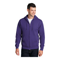 Port & Company PC78ZH Customizable Purple Core Fleece Full-Zip Hoodie Sweatshirt - Cotton / Poly Blend - 4X