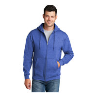 Port & Company PC78ZH Customizable Heather Royal Core Fleece Full-Zip Hoodie Sweatshirt - Cotton / Poly Blend - 4X