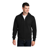 Port & Company PC78ZH Customizable Jet Black Core Fleece Full-Zip Hoodie Sweatshirt - Cotton / Poly Blend - 3X