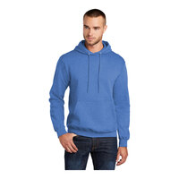 Port & Company PC78H Unisex Customizable Heather Royal Core Fleece Pullover Hoodie Sweatshirt - Cotton / Poly Blend - Large