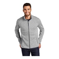 Port Authority F232 Unisex Customizable Gray Heather Fleece Sweater Jacket - Medium