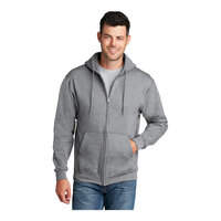 Port & Company PC78ZH Customizable Athletic Heather Core Fleece Full-Zip Hoodie Sweatshirt - Cotton / Poly Blend - 4X