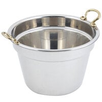 Bon Chef 5214HR 12 inch x 8 inch Stainless Steel 11 Qt. Plain Design Soup Inset with Round Brass Handles