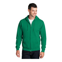Port & Company PC78ZH Customizable Kelly Green Core Fleece Full-Zip Hoodie Sweatshirt - Cotton / Poly Blend - Extra Large