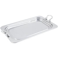 Bon Chef 5207HRSS 22 inch x 14 inch x 1 inch Stainless Steel 4.5 Qt. Full Size Rectangular Plain Design Food Pan with Round Stainless Steel Handles